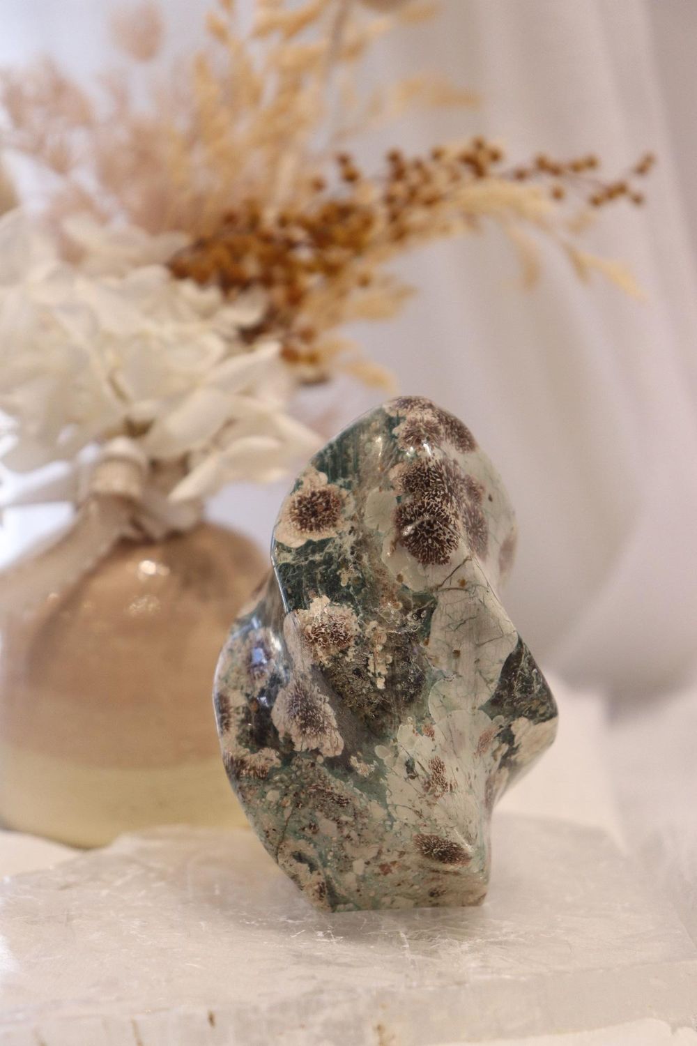 Green Flower Agate Flame