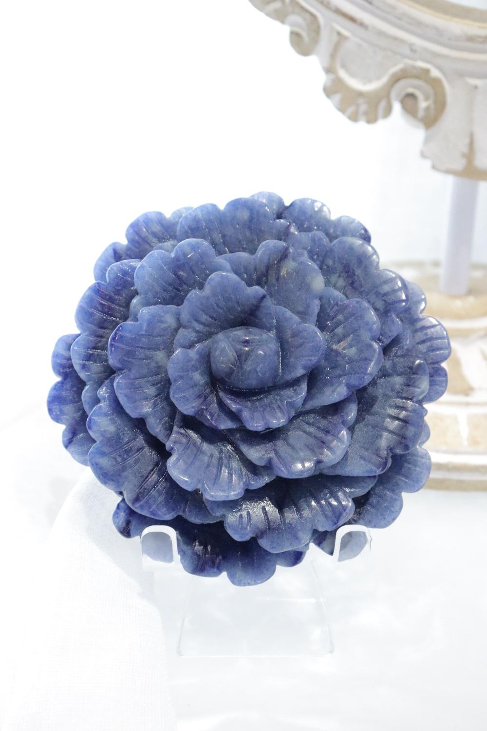 Flower Carving + Stand | Blue Adventurine