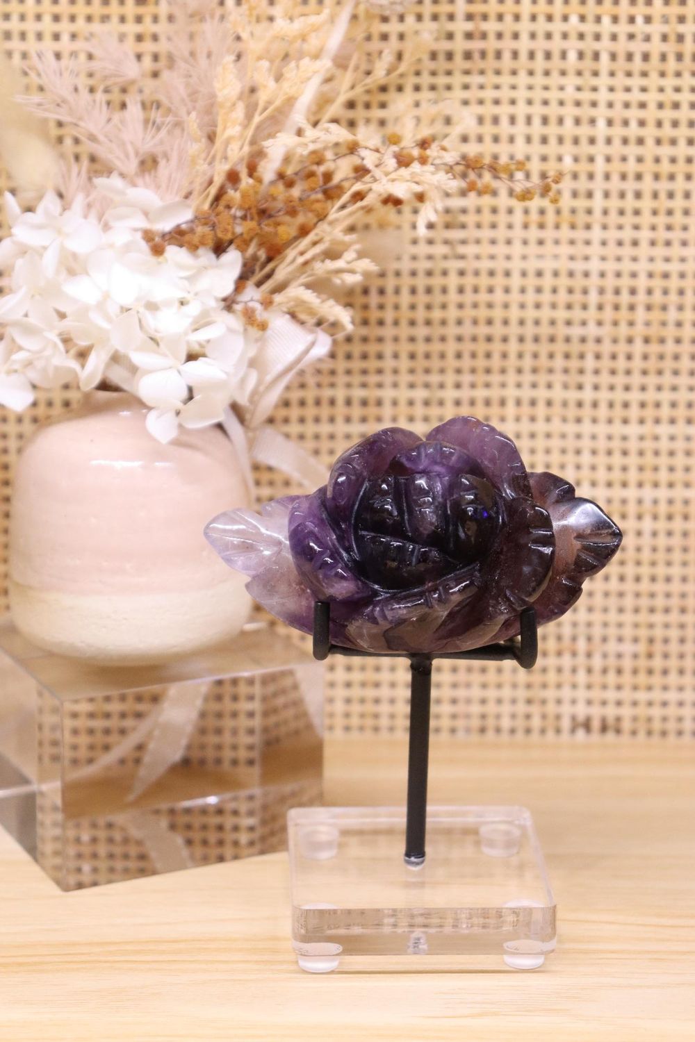Amethyst Flower Carving On Stand | 189g