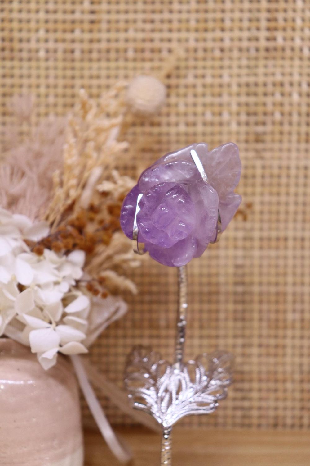 Amethyst Flower Carving On Stand | 63g