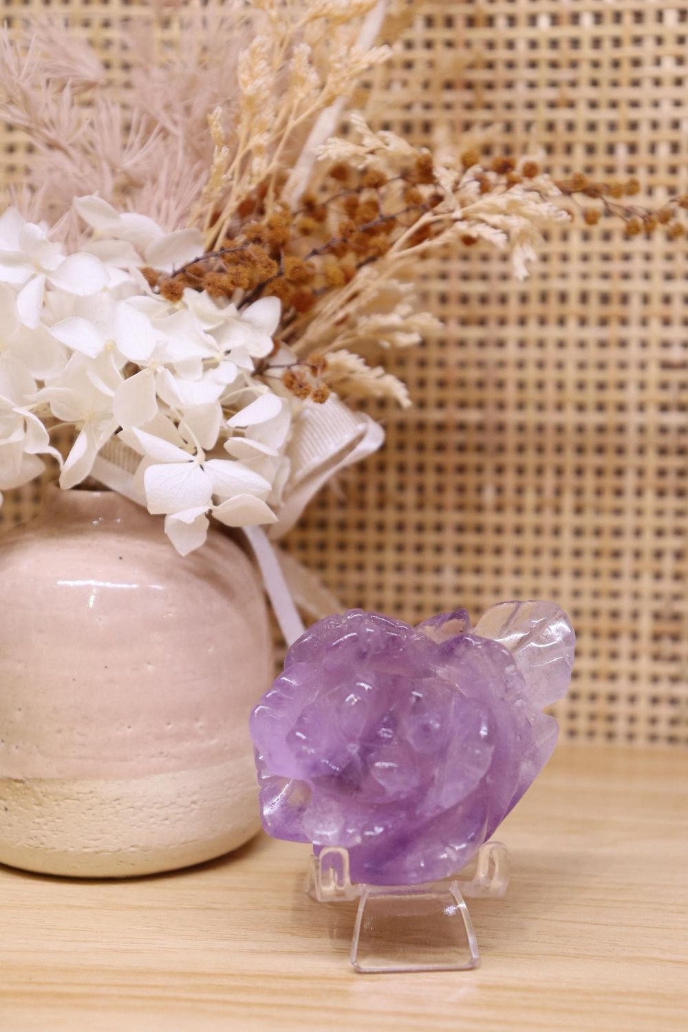 Amethyst Flower Carving On Stand | 74g
