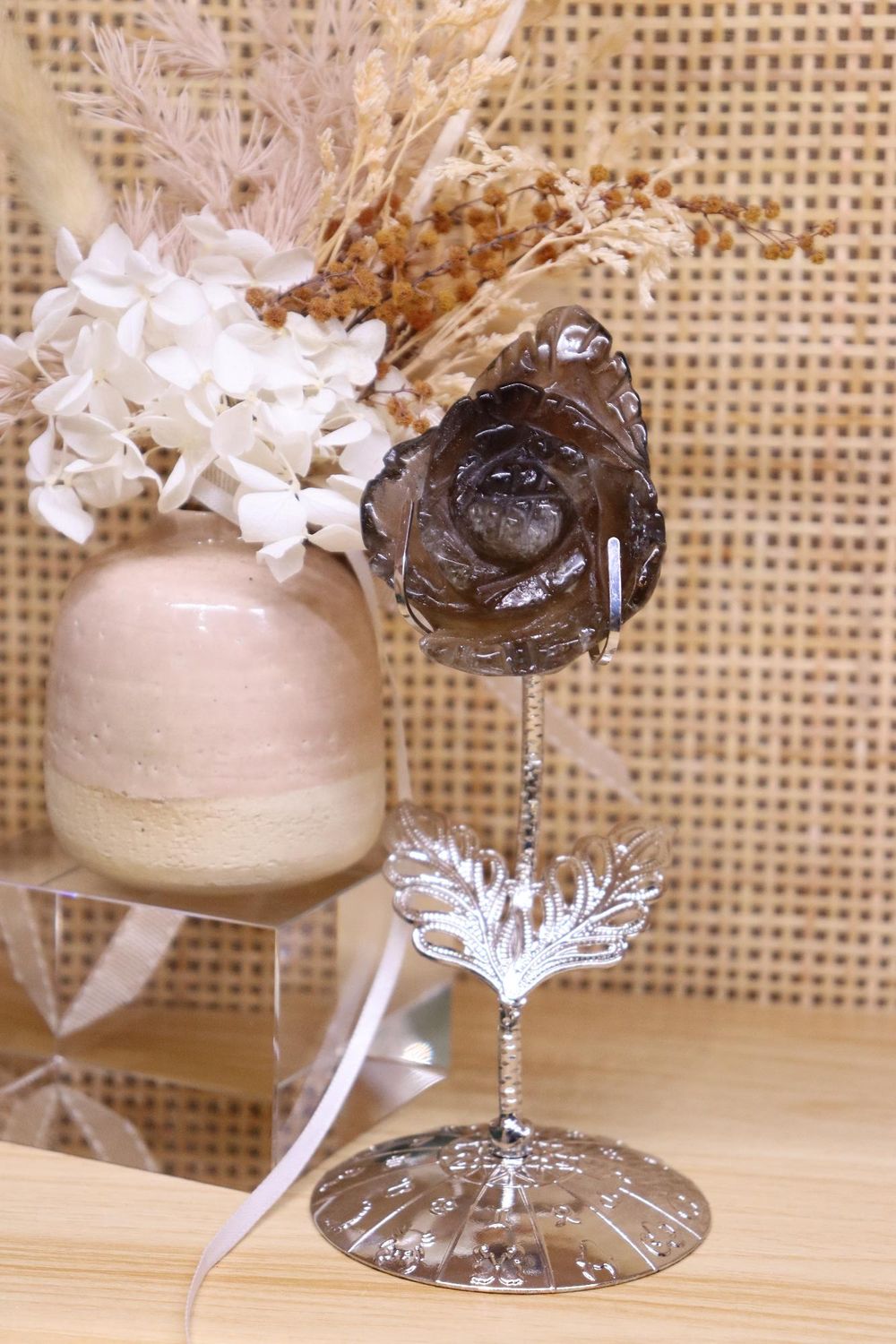 Smokey Quartz Flower Carving Plus Stand | 71g