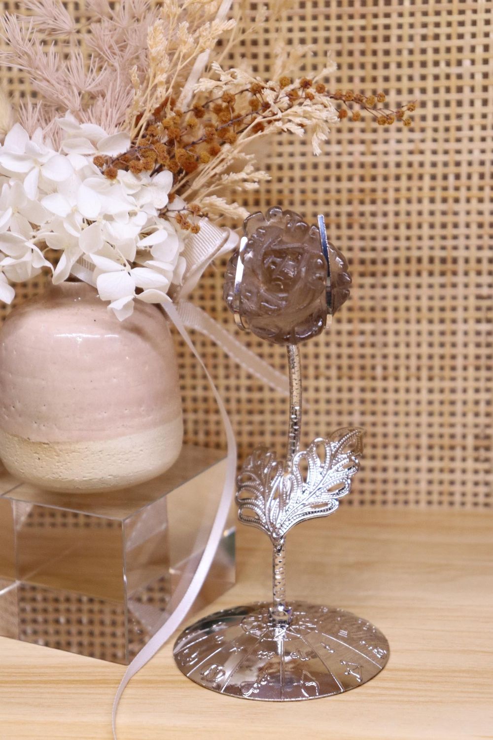 Smokey Quartz Flower Carving Plus Stand | 45g