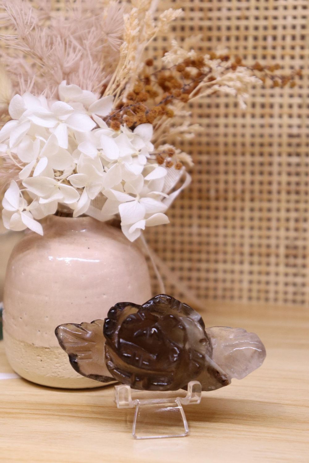Smokey Quartz Flower Caring Plus Stand | 58g