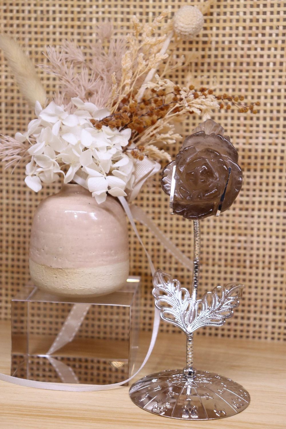 Smokey Quartz Flower Carving Plus Stand | 76g