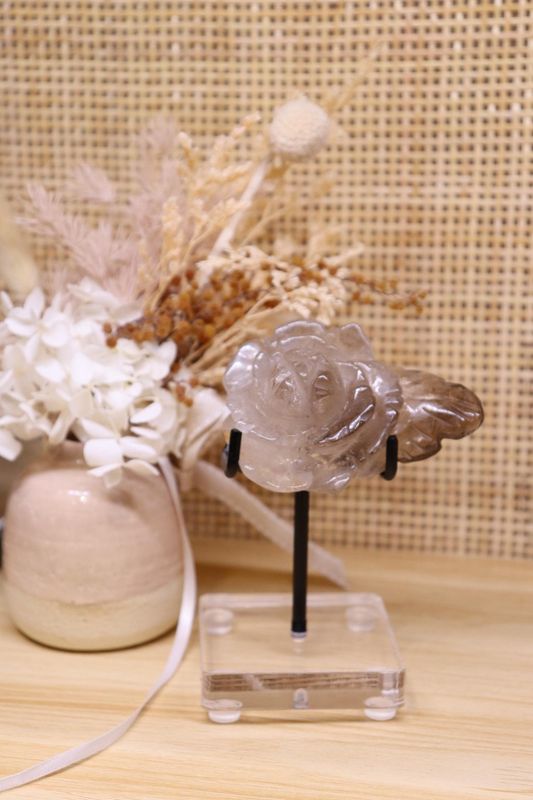 Smokey Quartz Flower Carving Plus Stand | 119g