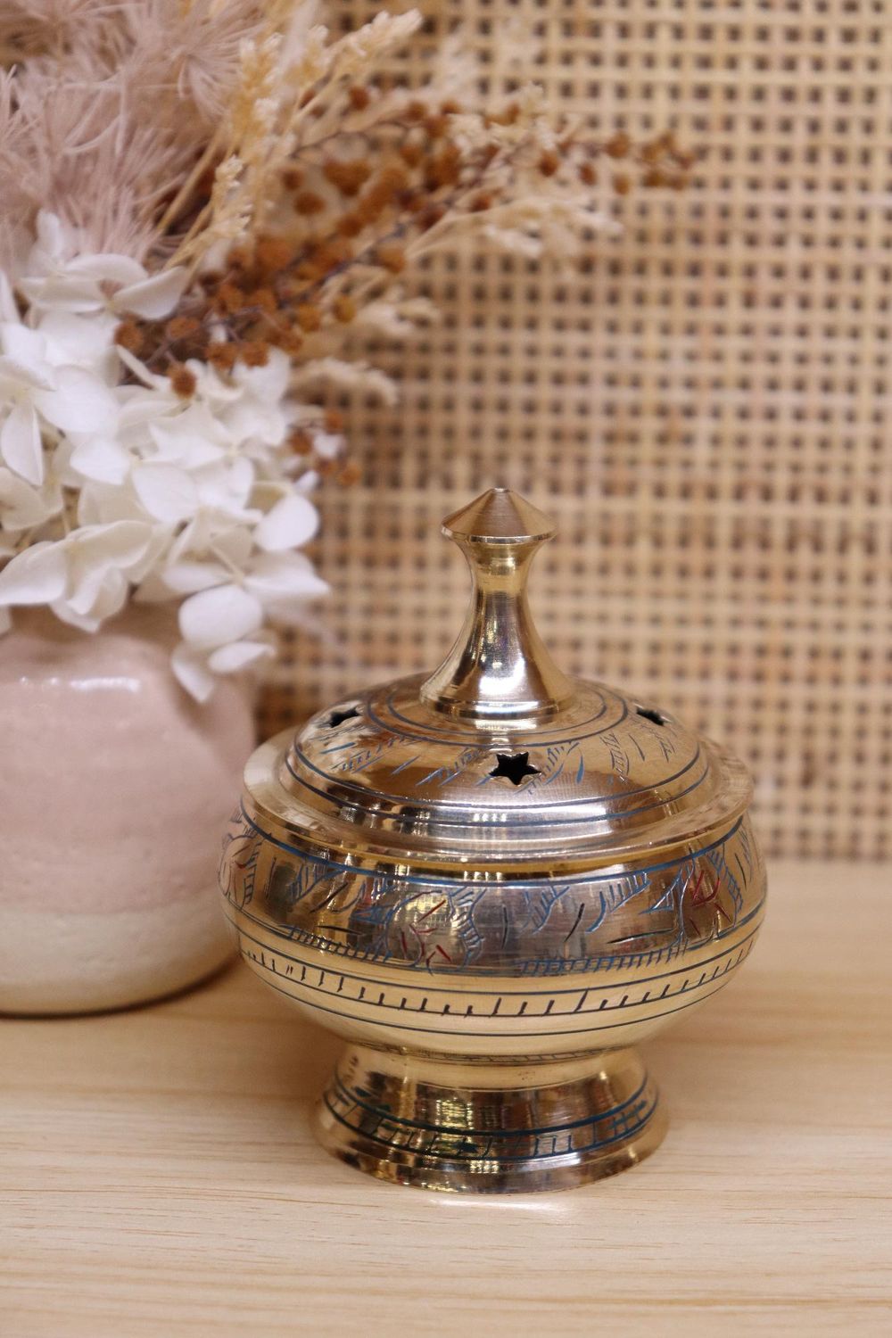 Brass Incense Burner + Lid | 9.0 x 7.5