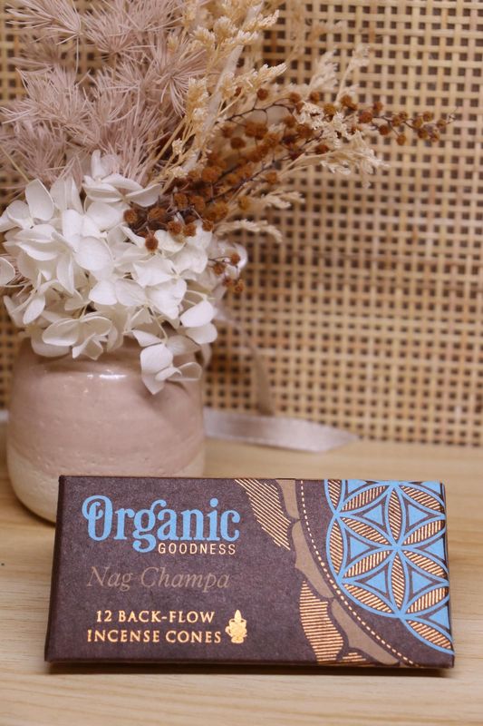 Organic Goodness Back-Flow Incense Cones | NAG CHAMPA