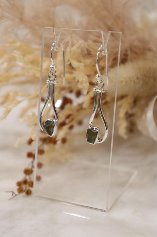 Moldavite Earring Set | Curved
