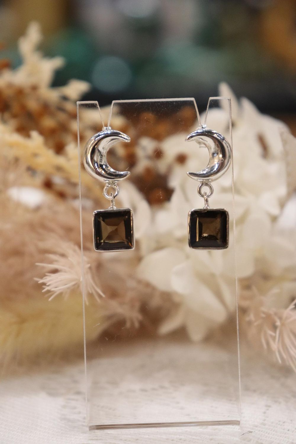 Smokey Quartz | Earring Stud Moon Set