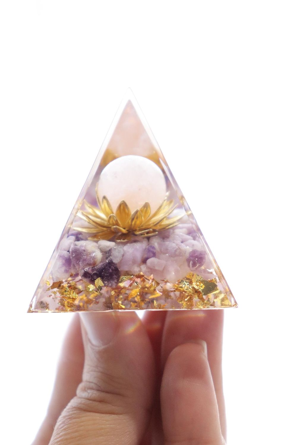 Orgonite Pyramid | Lepidolite + Rose Quartz