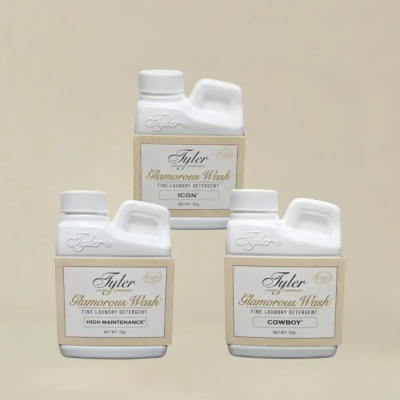 Tyler Glamorous Wash 3-Pack - The Bold Trio Tyler Glamorous Wash 3-pack – The Bold Trio featuring ICON, High Maintenance, and Cowboy fine laundry detergent bottles