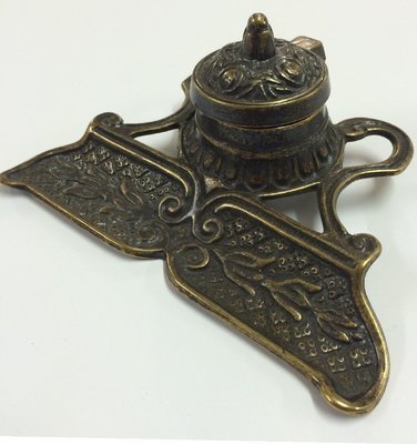 Italian Made Antique Brass Inkwell, $129