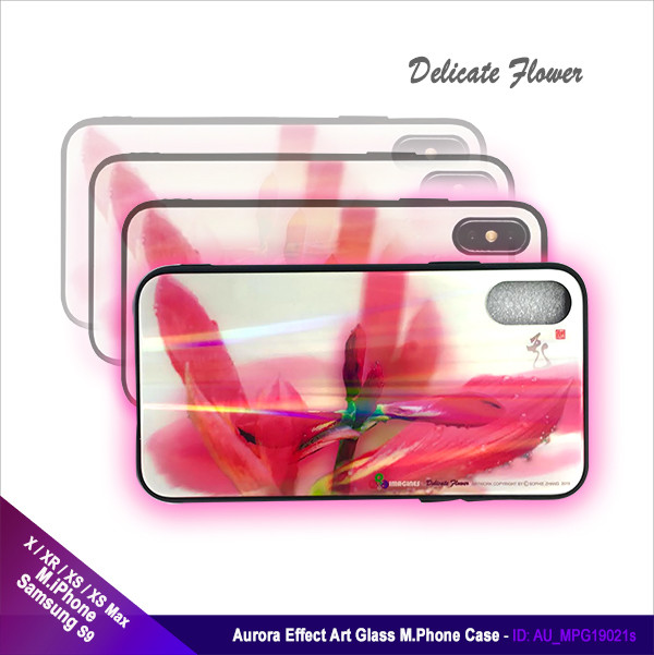 Aurora Art Effect 12H Strength Tempered Glass M.Phone Case - Delicate Flower
