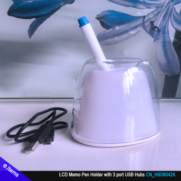 Memo Pen Holder With 3 Ports USB Hubs