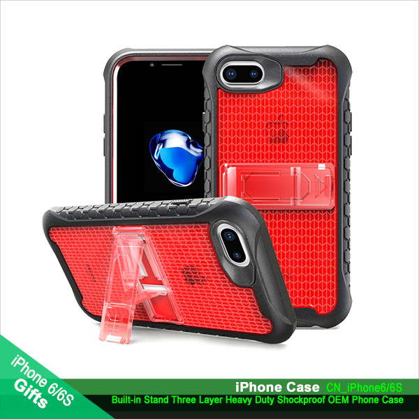 3 Layer Shockproof Stand M.Phone Case For iPhone 6 Plus/6S Plus