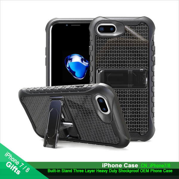 3 Layer Shockproof Stand M.Phone Case For iPhone 7 Plus/8 Plus