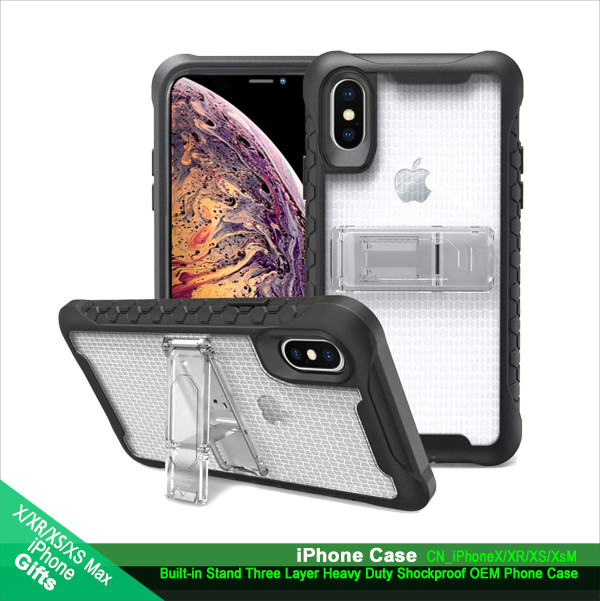 3 Layer Shockproof Stand M.Phone Case For iPhone X/XR/XS/XS Max