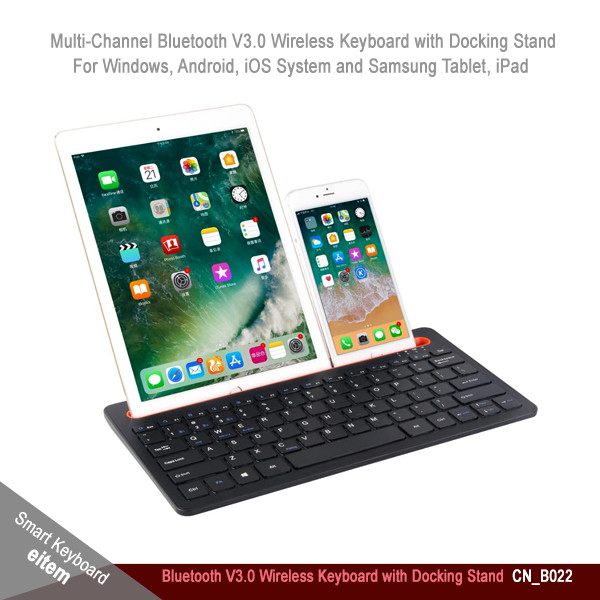 Multi-Channel Bluetooth V3.0 Wireless Keyboard with Docking Stand