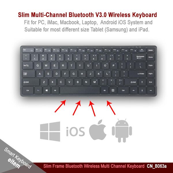 Slim Frame Bluetooth V3.0 Wireless Multi Channel keyboard
