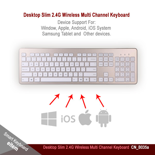 Desktop Slim 2.4G Wireless Multi Channel Keyboard