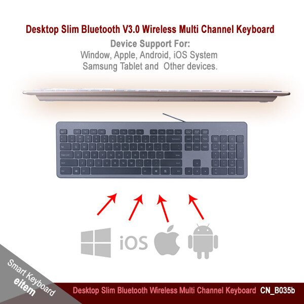 Desktop Slim Bluetooth V3.0 Wireless Multi Channel Keyboard