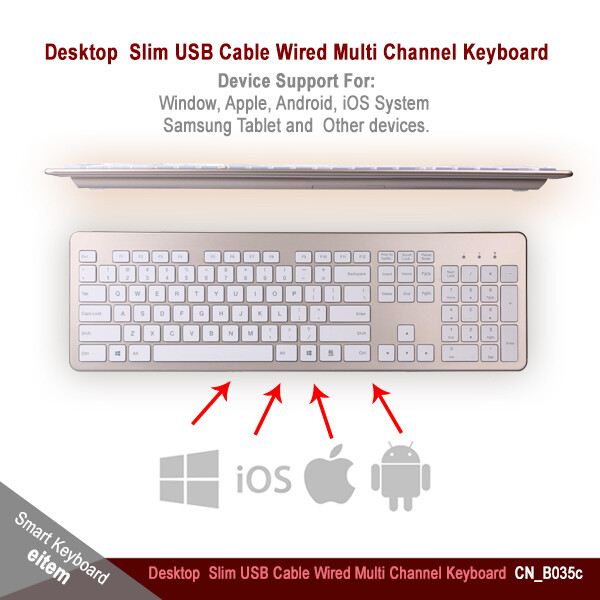 Desktop  Slim USB Cable Wired Multi Channel Keyboard