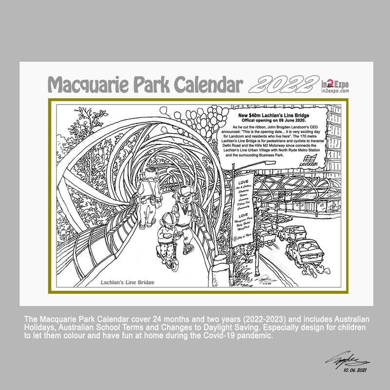 Macquarie Park Colouring Cartoon eCalendar(1) 2022 - Free for Kids Colouring