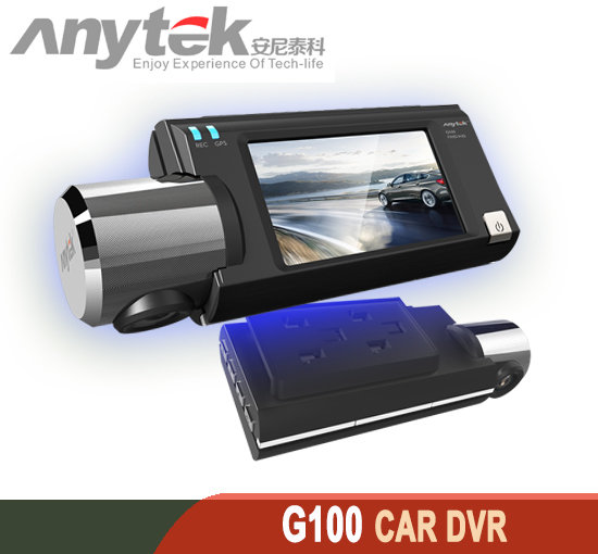Anytek G100 Car Dash Cam - 170º Degree wide angle  +  2 lens GPS WiFi Built-in