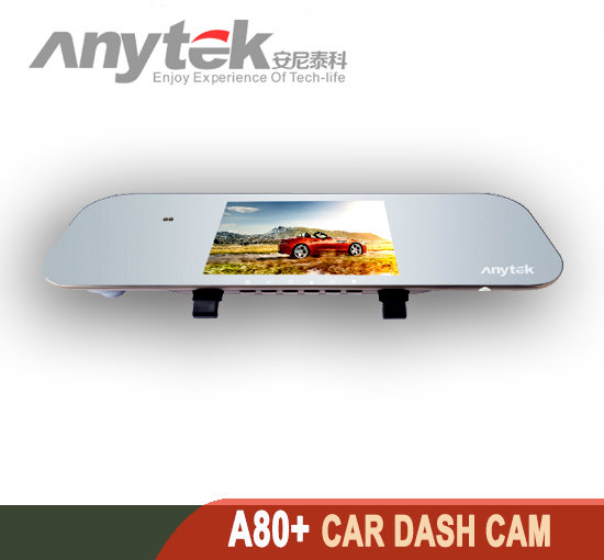 A80+ Car Dash Cam - Dual Lens DVR Camera Car Video Recorder Ultra thin Rearview Mirror 1080P G-Sensor