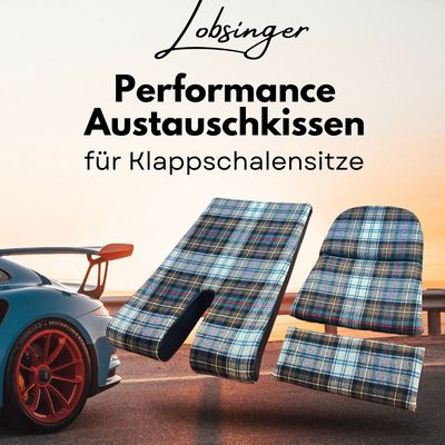 Set: Lobsinger Performance Sitzkissen inkl. Schottenkaro-Bezüge, für Klappschalensitze