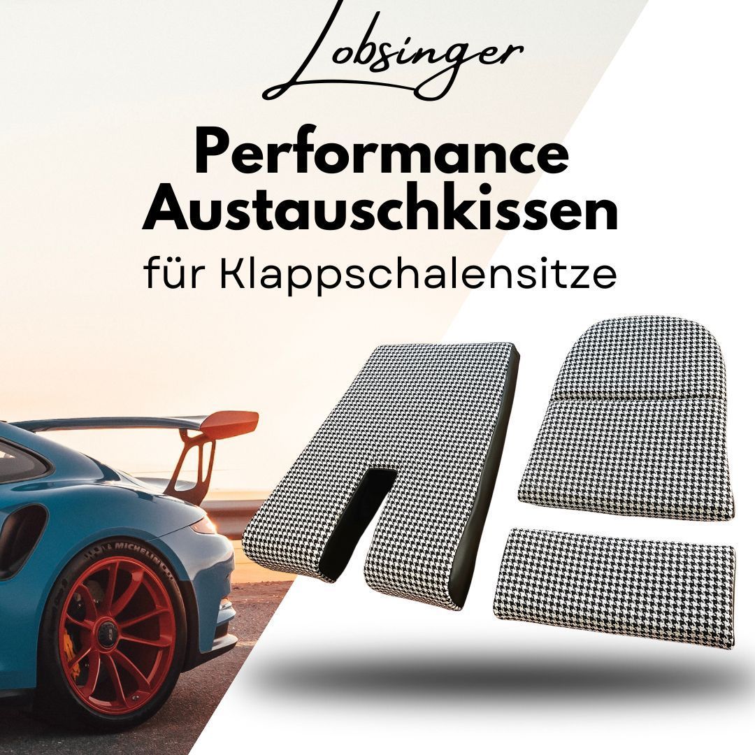 Set: Lobsinger Performance Sitzkissen inkl. Hahnentritt-Bezüge, für Klappschalensitze