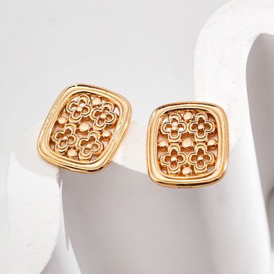 REAL WO Carved Window Flower Shadow Freedom Earrings