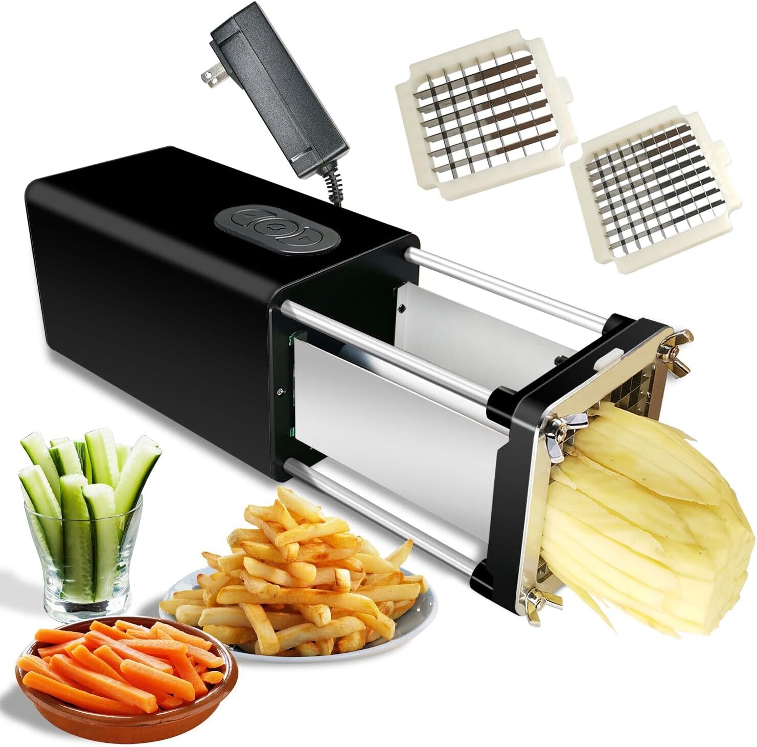 Kitchen Gadget Electric French Fry Cutter With Blades Stainless Steel Vegetable Potato Carrot For Commercial Household