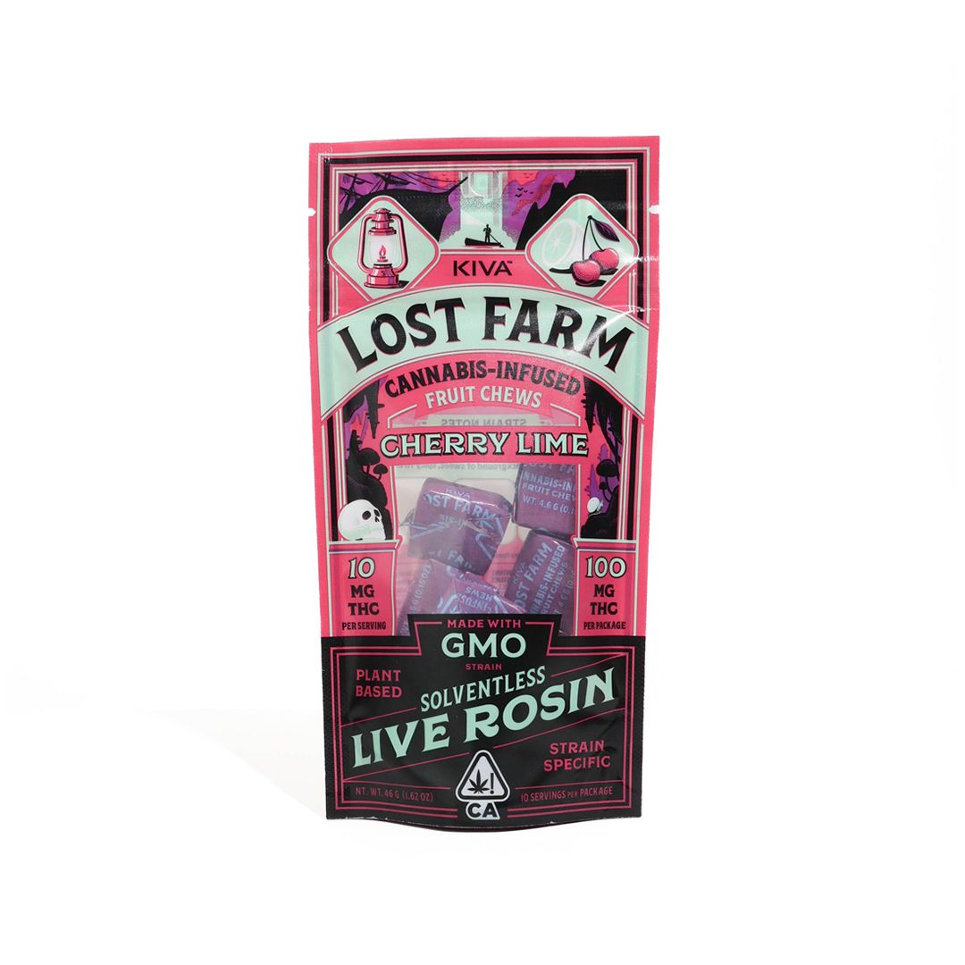 KIVA Lost Farm 10mg Cherry Lime x GMO Live Rosin Chews