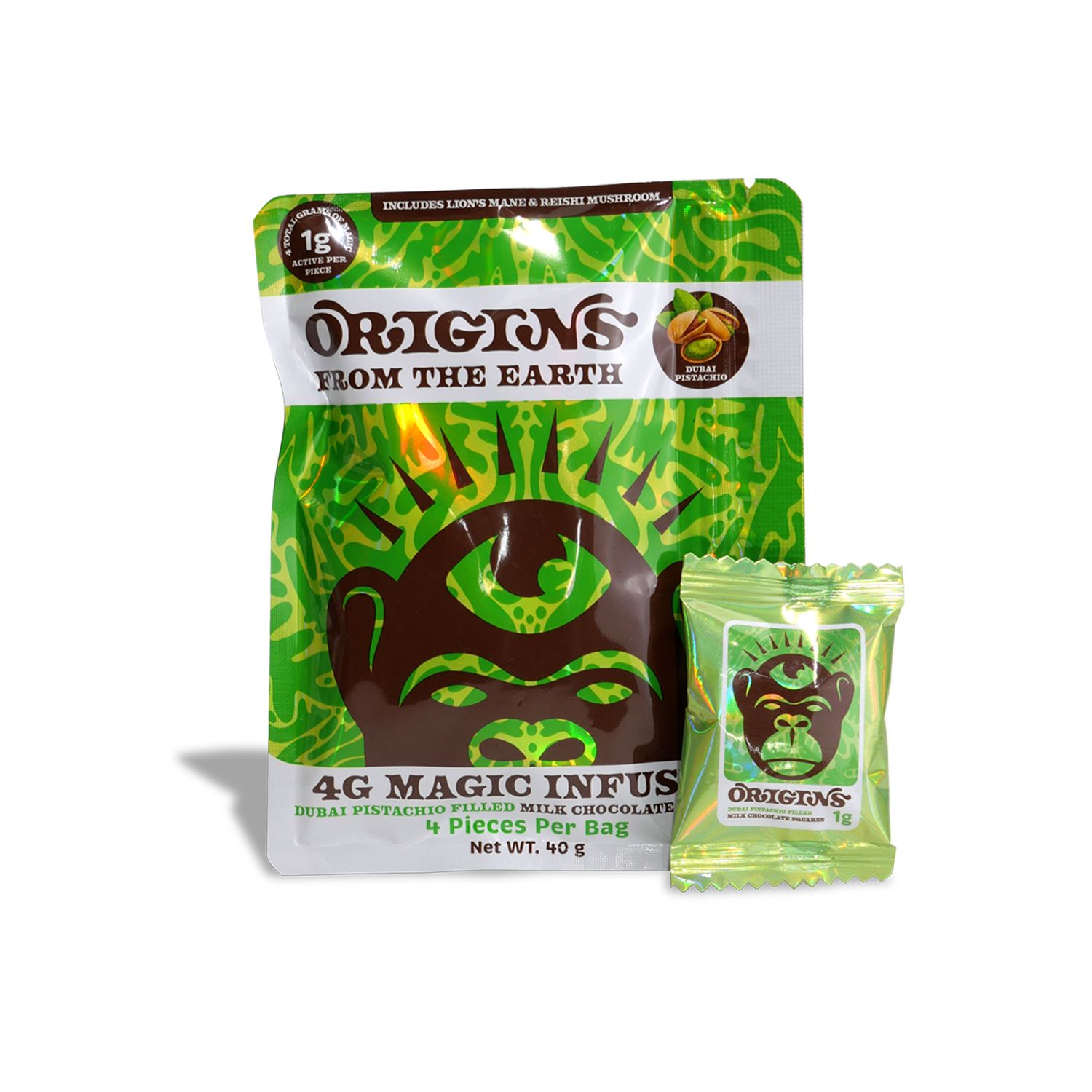 Origins Dubai Pistachio Milk Chocolate Squares