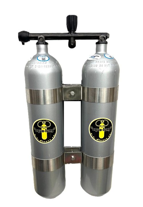 Faber 50 CF Steel Twin Set 2640 PSI Cylinder with Military Manifold, Choose: Twin 50's w/ Bands / Military J Reserve Manifold