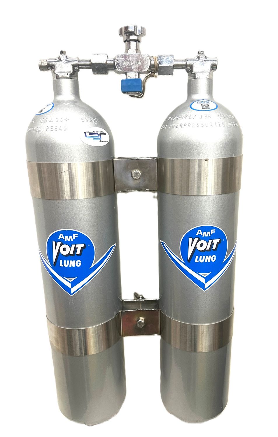 VOIT Faber 50 CF Steel Twin Set 2640 PSI, Choose: Twin 50's w/ Bands / VOIT Single Outlet Manifold