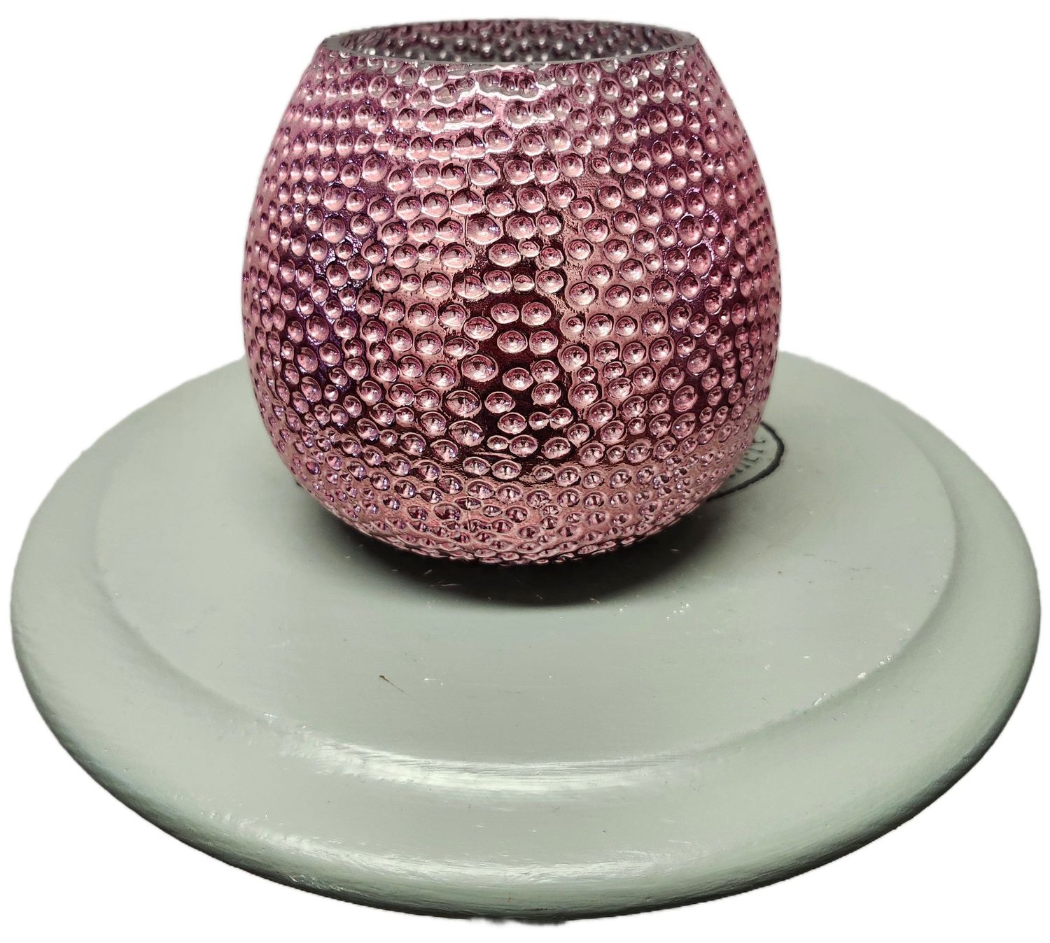 GLASS VASE 7&quot; METALLIC PINK