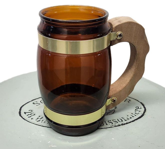GLASS MUG VASE - BROWN 3X5&quot;