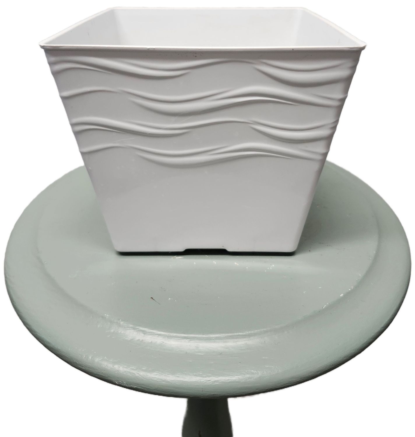 PLASTIC SQUARE POT 6&quot; WHITE