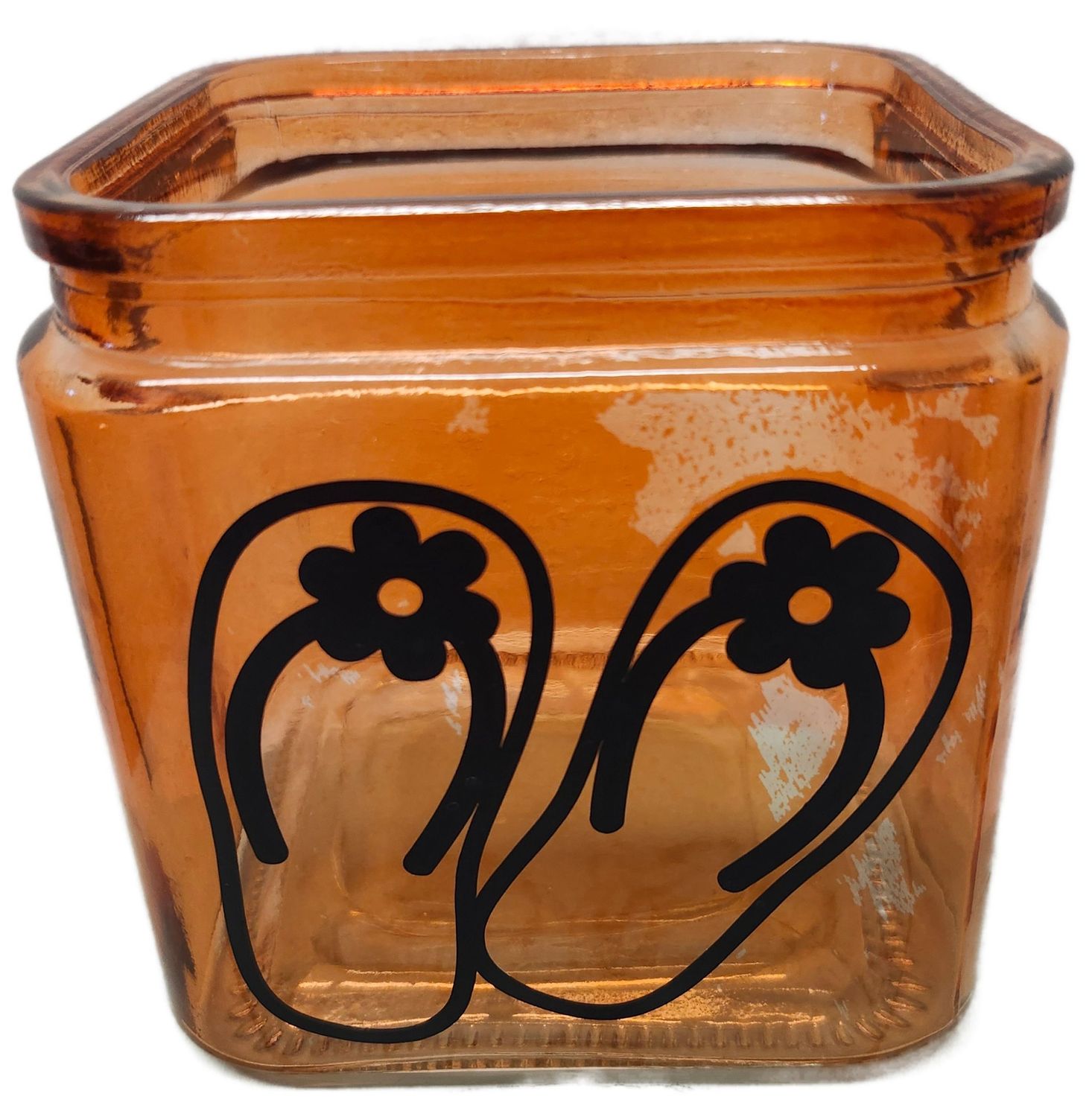 SQUARE GLASS VASE 5&quot; - ORANGE FLIP FLOP