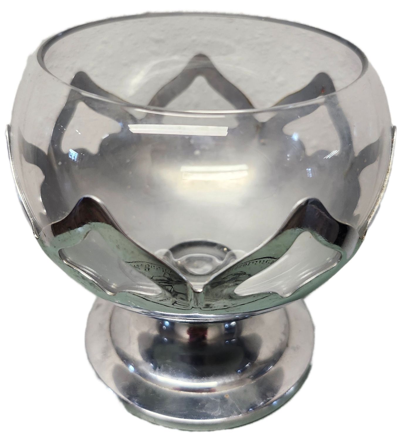 SILVER PLATED CORIAL GLASS 4&quot;