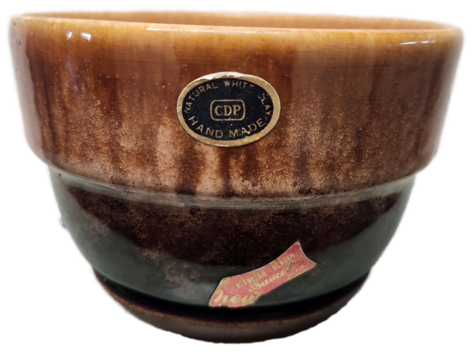 CERAMIC POT 5&quot; W/DRAINAGE - BROWN MARBLE