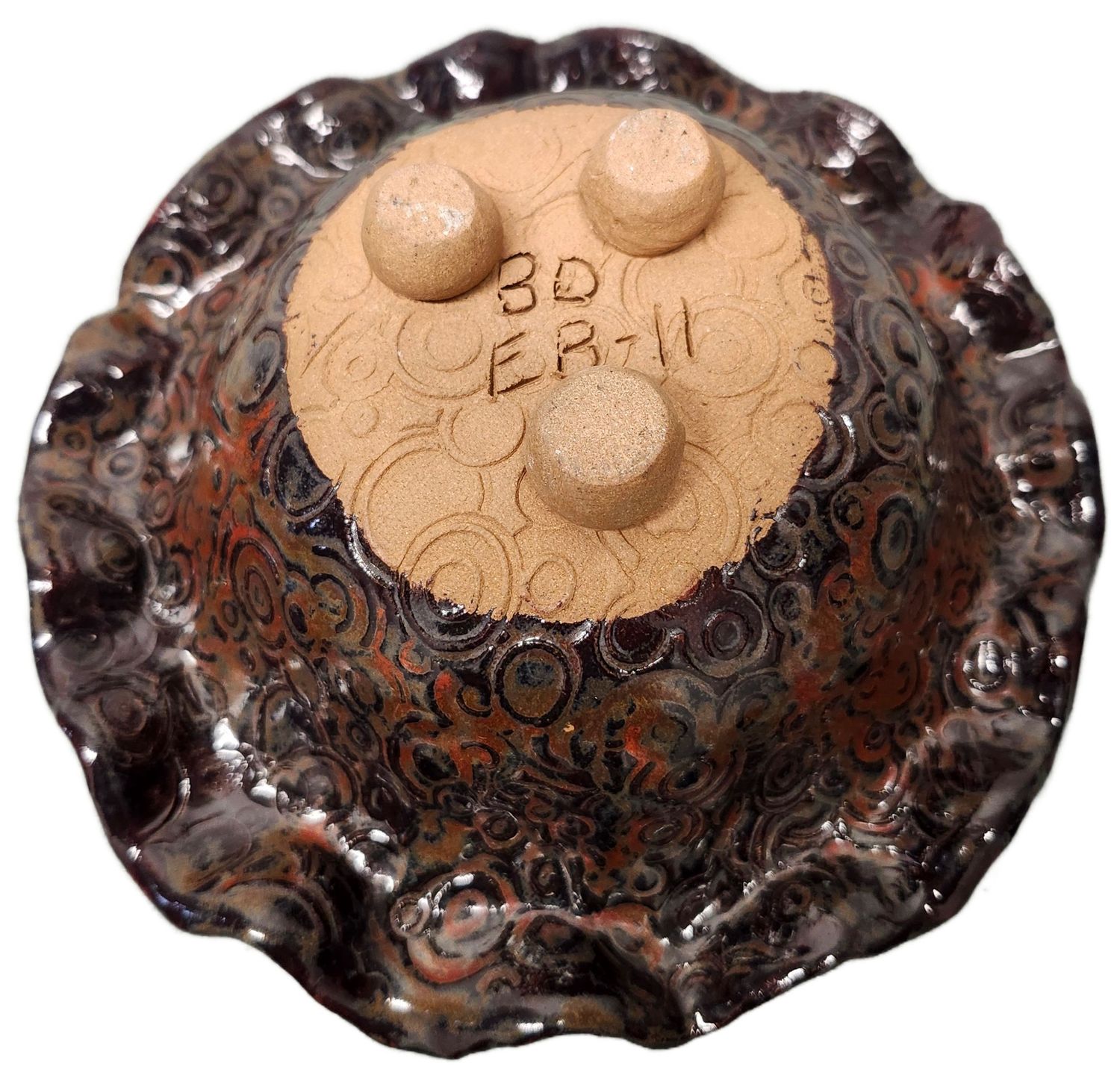 CERAMIC BOWL 6&quot; - SWIRLY BROWN