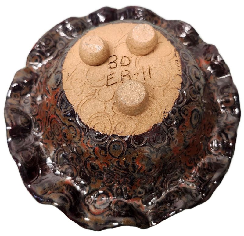 CERAMIC BOWL 6&quot; - SWIRLY BROWN