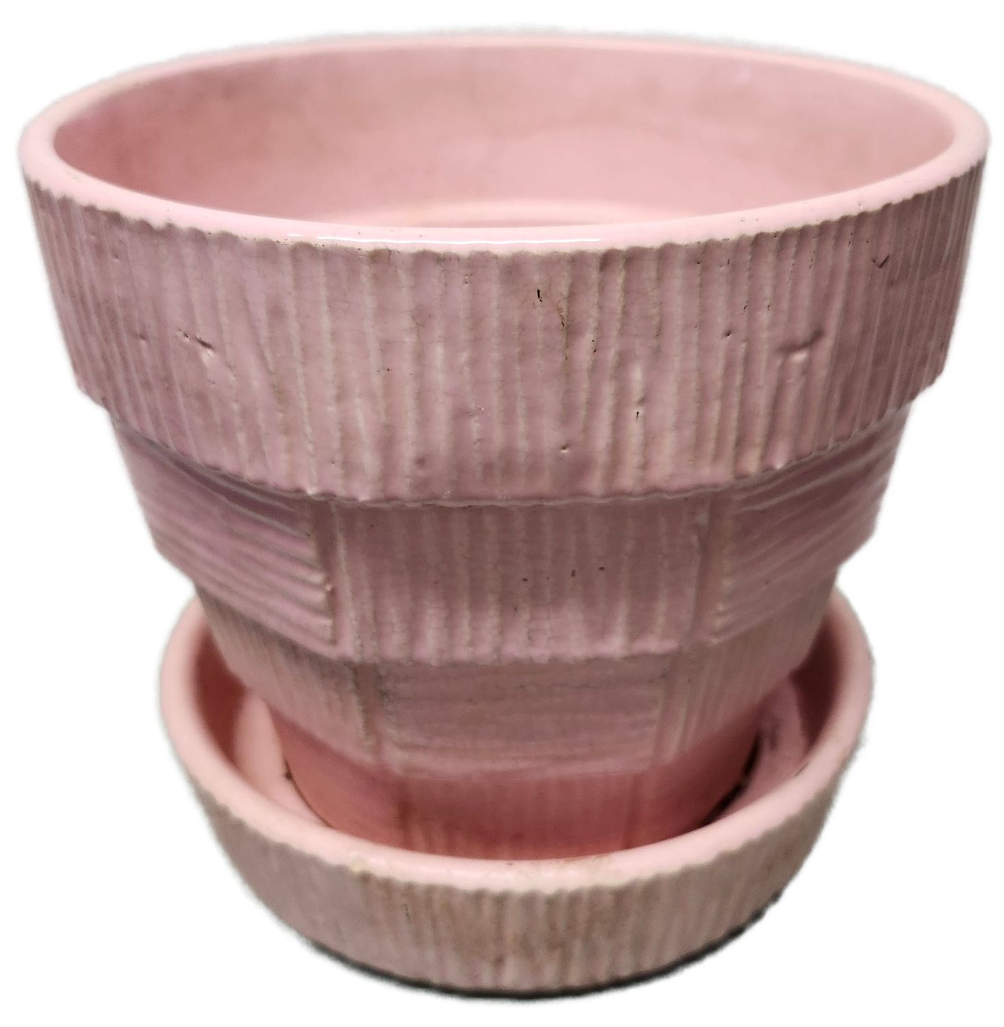 CERAMIC POT W/DRAINAGE 7&quot; - PINK MCCOY