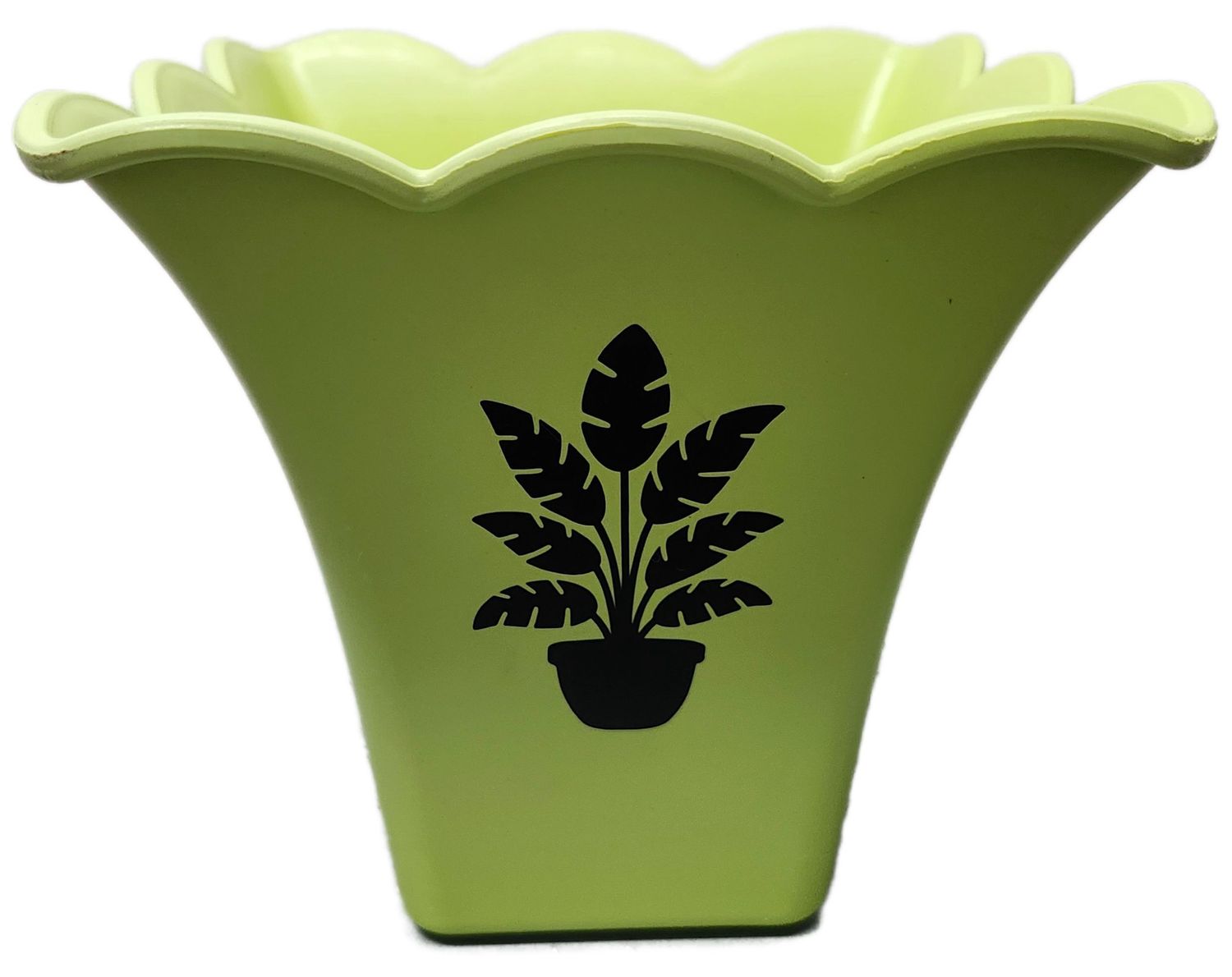 SQUARE PLASTIC VASE 6&quot; - GREEN PLANT