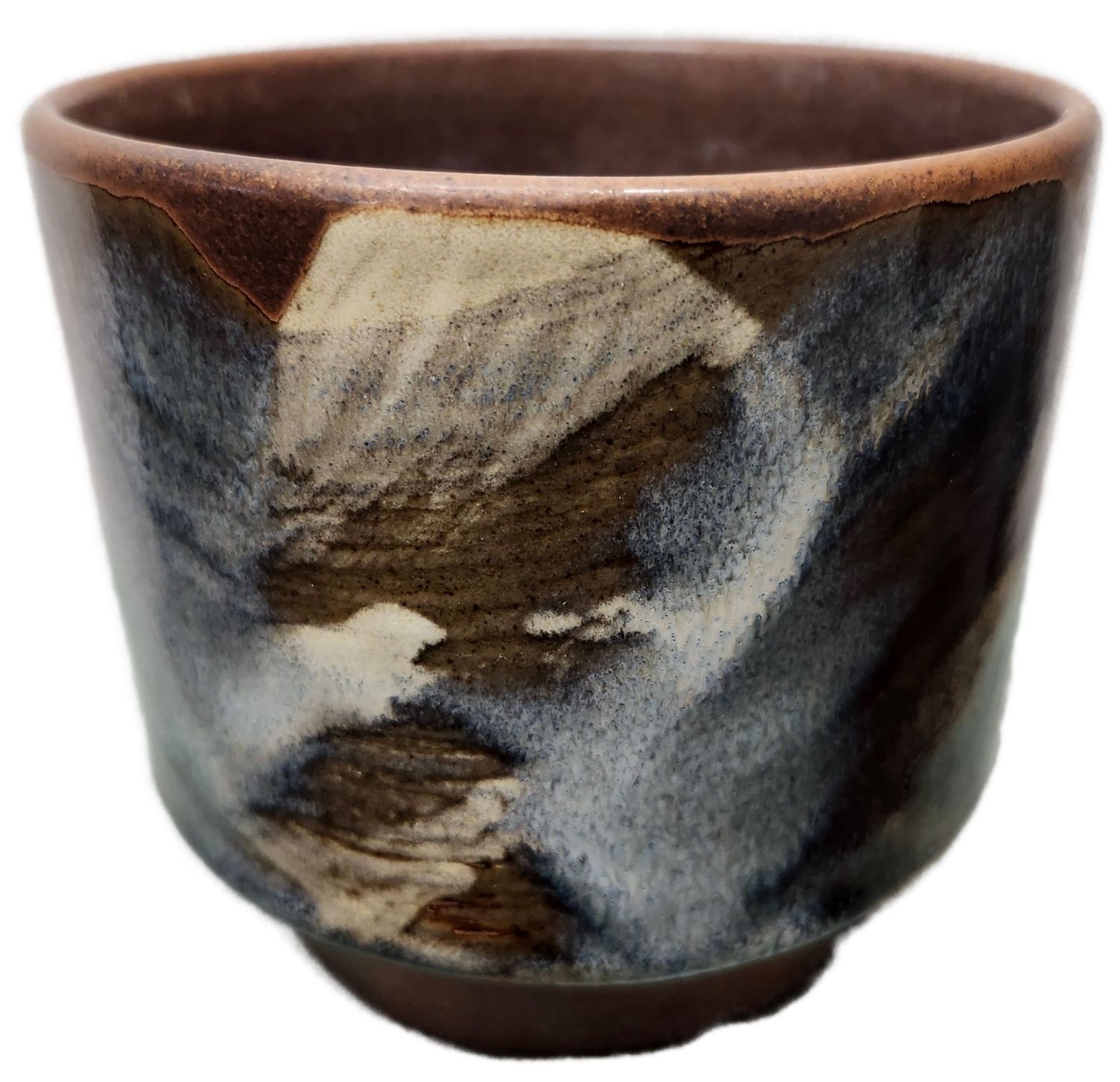 CERAMIC POT W/DRAINAGE 5&quot; - BLUE/BROWN MARBLE