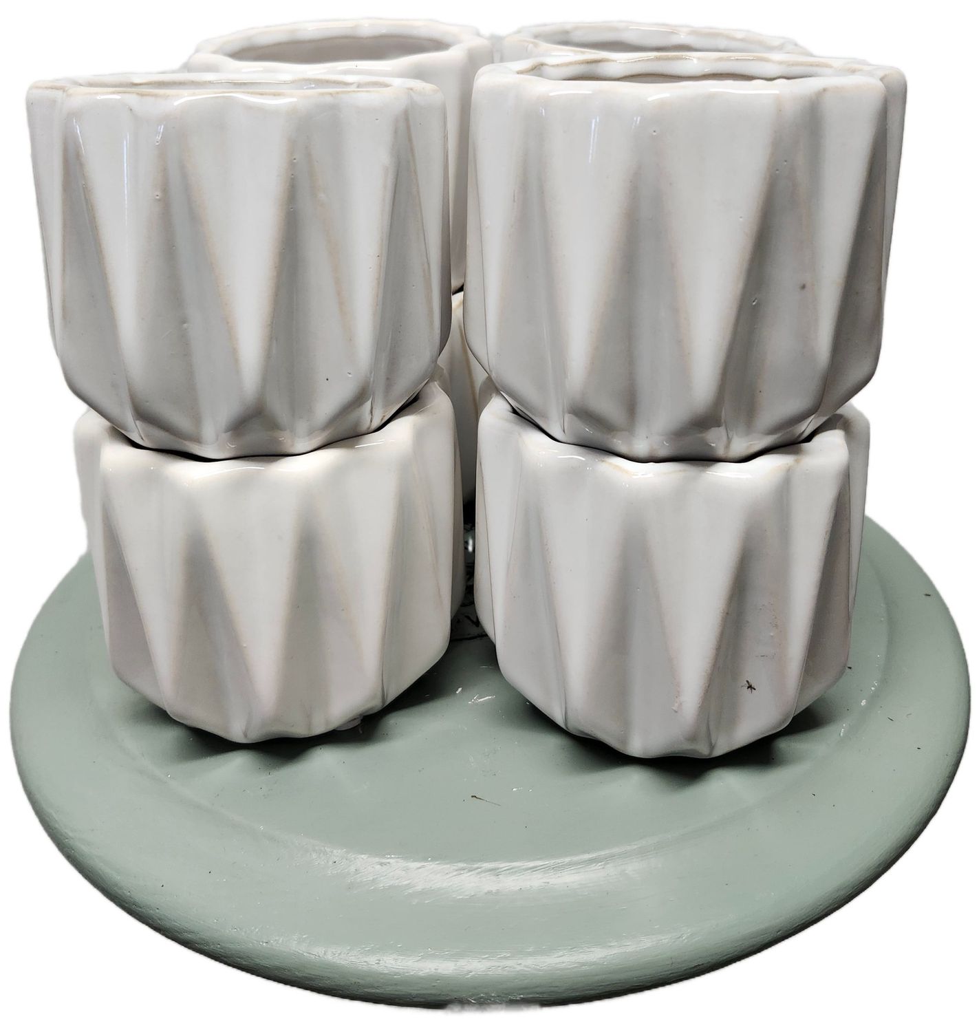 CERAMIC POT W/DRAIN 4&quot; - WHITE RIDGE